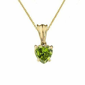 Fine Gold Heart August Birthstone Peridot Necklace